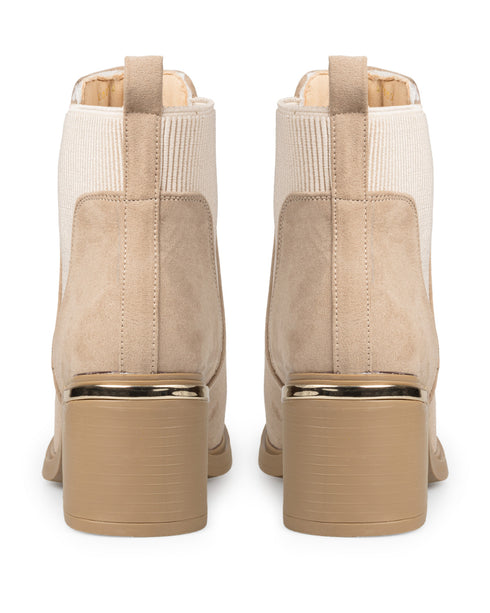 Botín Beige Con Resorte Tira Oro 39902